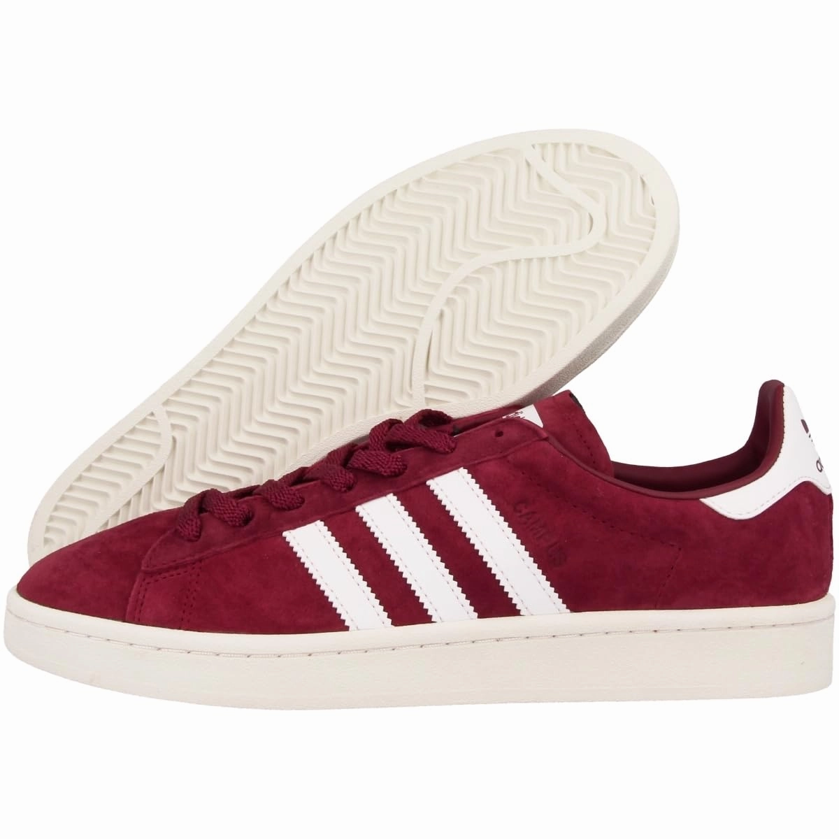 adidas Herren Campus Sneaker. Rot (Collegiate Burgundy/Footwear Chalk White). 45 1/3 EU