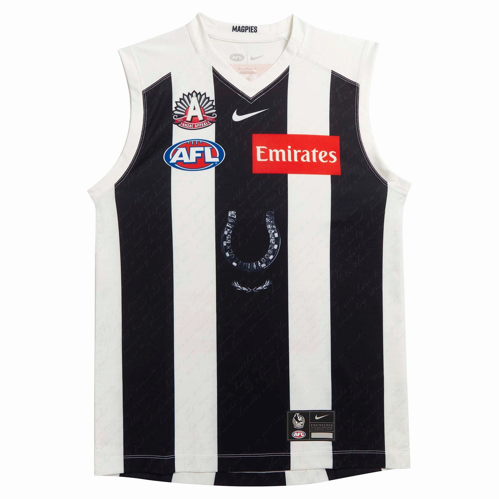 Adult's AFL Collingwood Magpies Football Club 2025 Stadium Anzac Jersey
