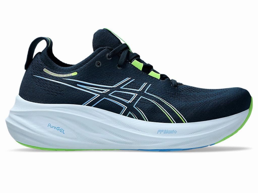 ASICS Herren Gel-Nimbus 26 Sneaker. French Blue/Electric Lime. 41.5 EU