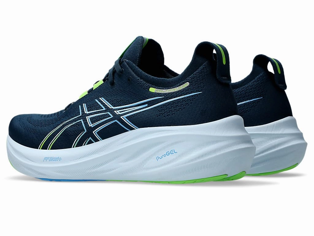 ASICS Herren Gel-Nimbus 26 Sneaker. French Blue/Electric Lime. 41.5 EU