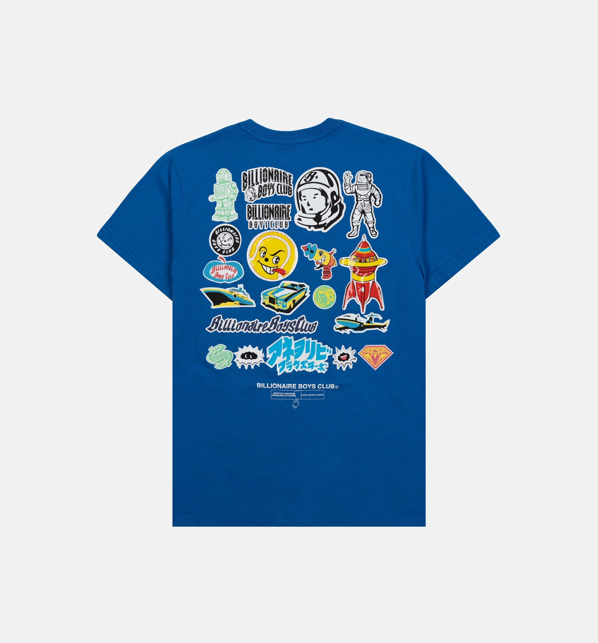 BB Stickered Mens Short Sleeve Shirt - Blue