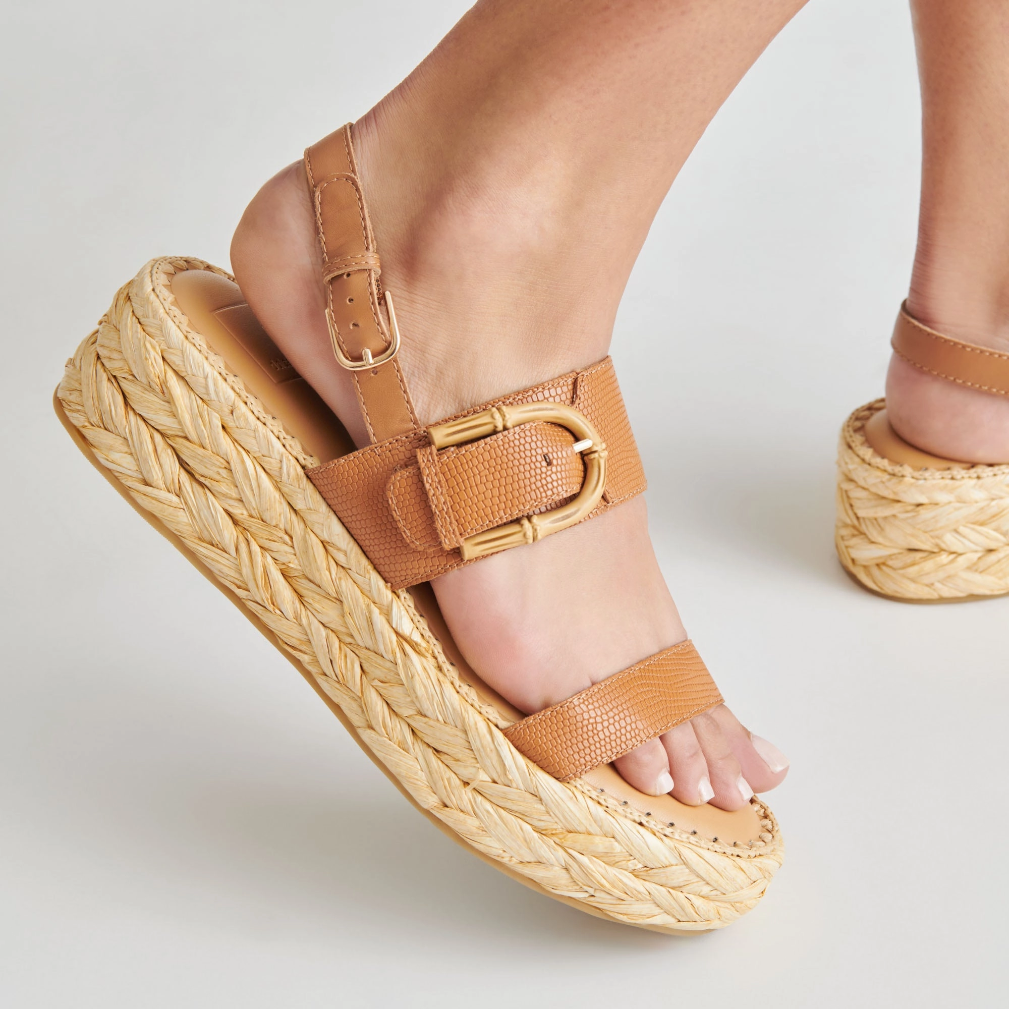 CHERA SANDALS TAN EMBOSSED LEATHER