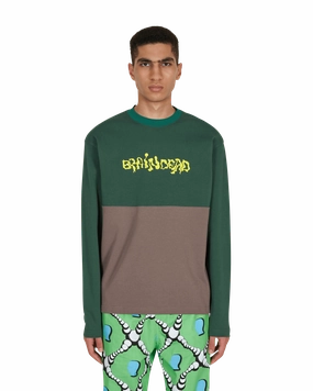 Embroidered Football Longsleeve T-Shirt Green