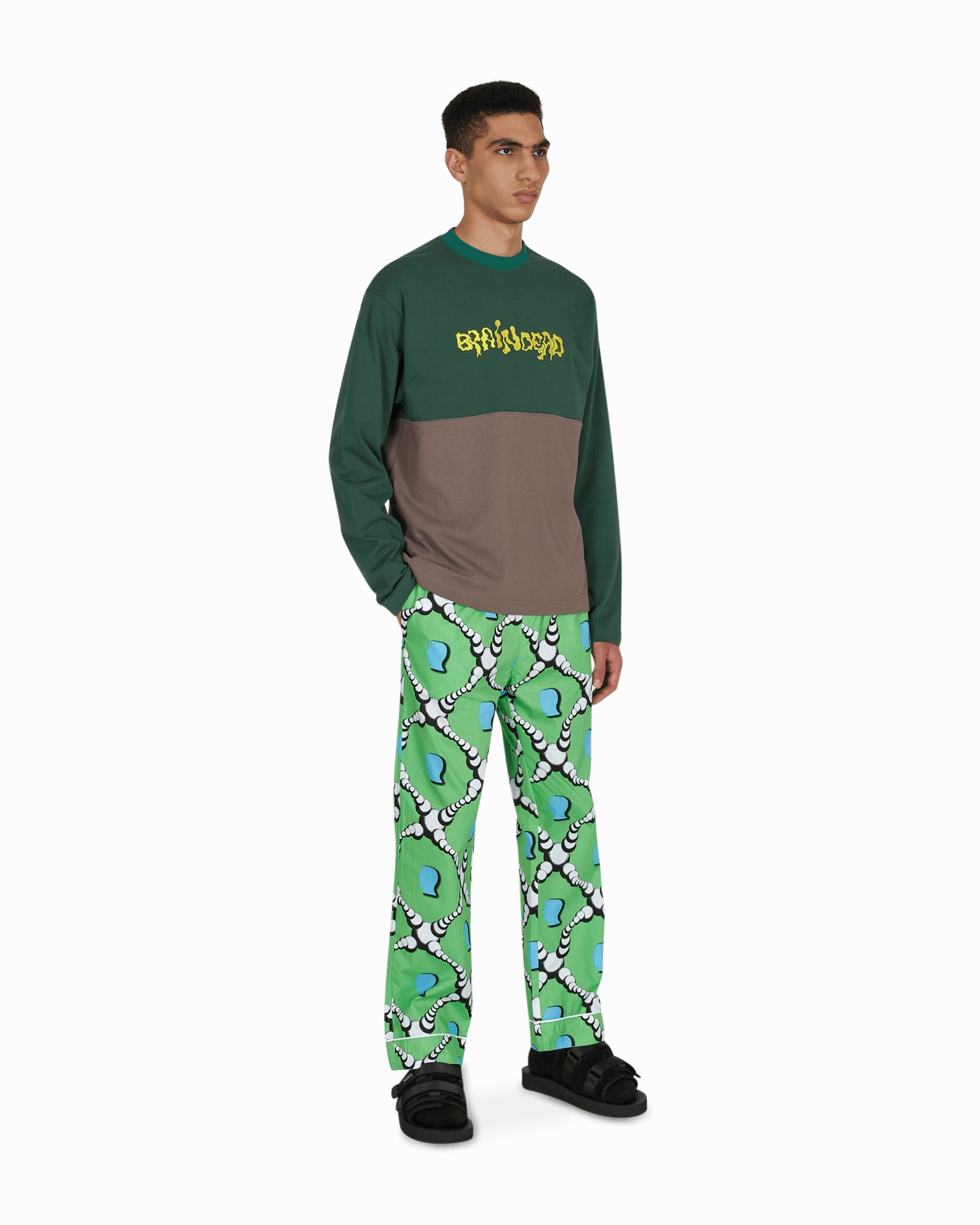 Embroidered Football Longsleeve T-Shirt Green