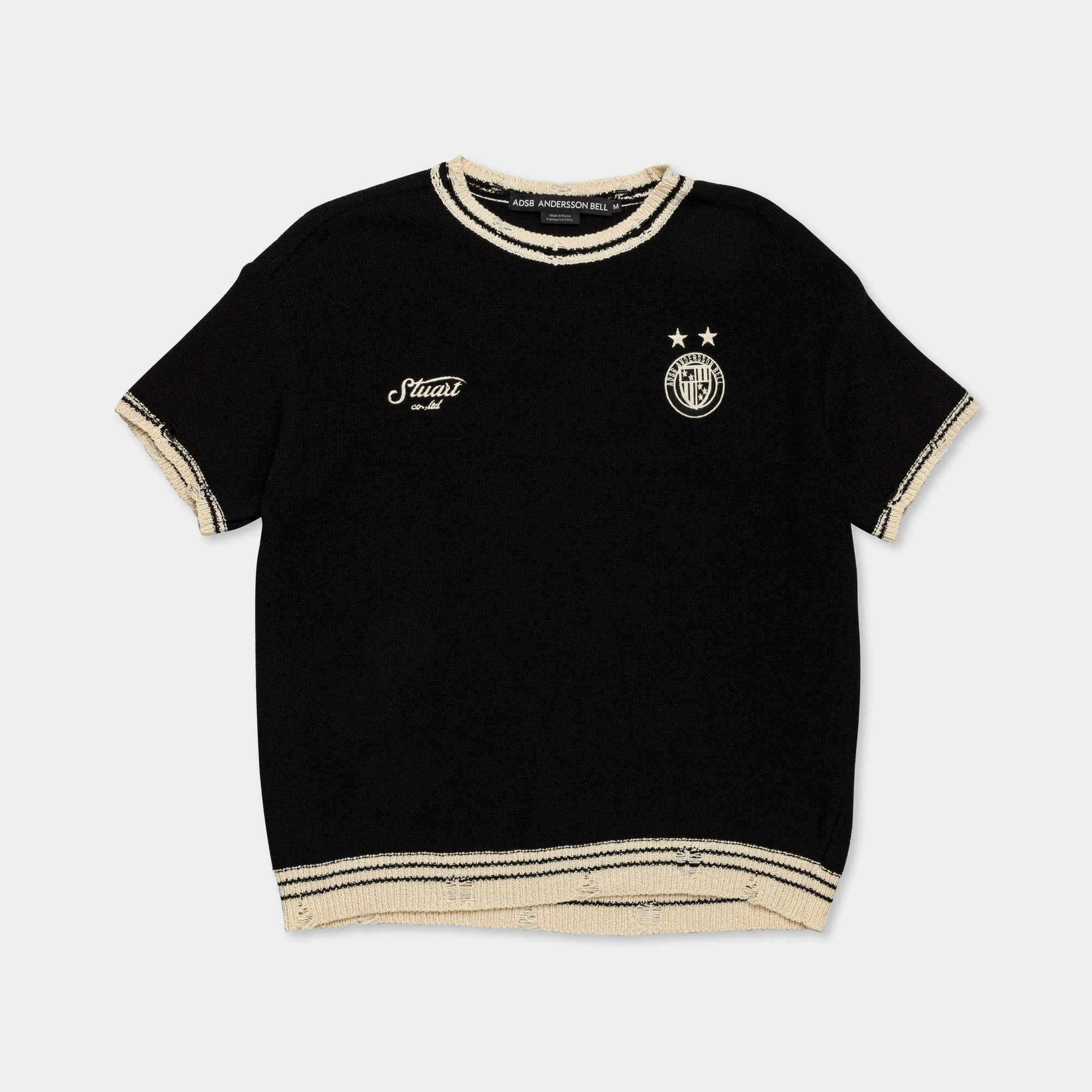 Football Short Sleeve Sweater - Black