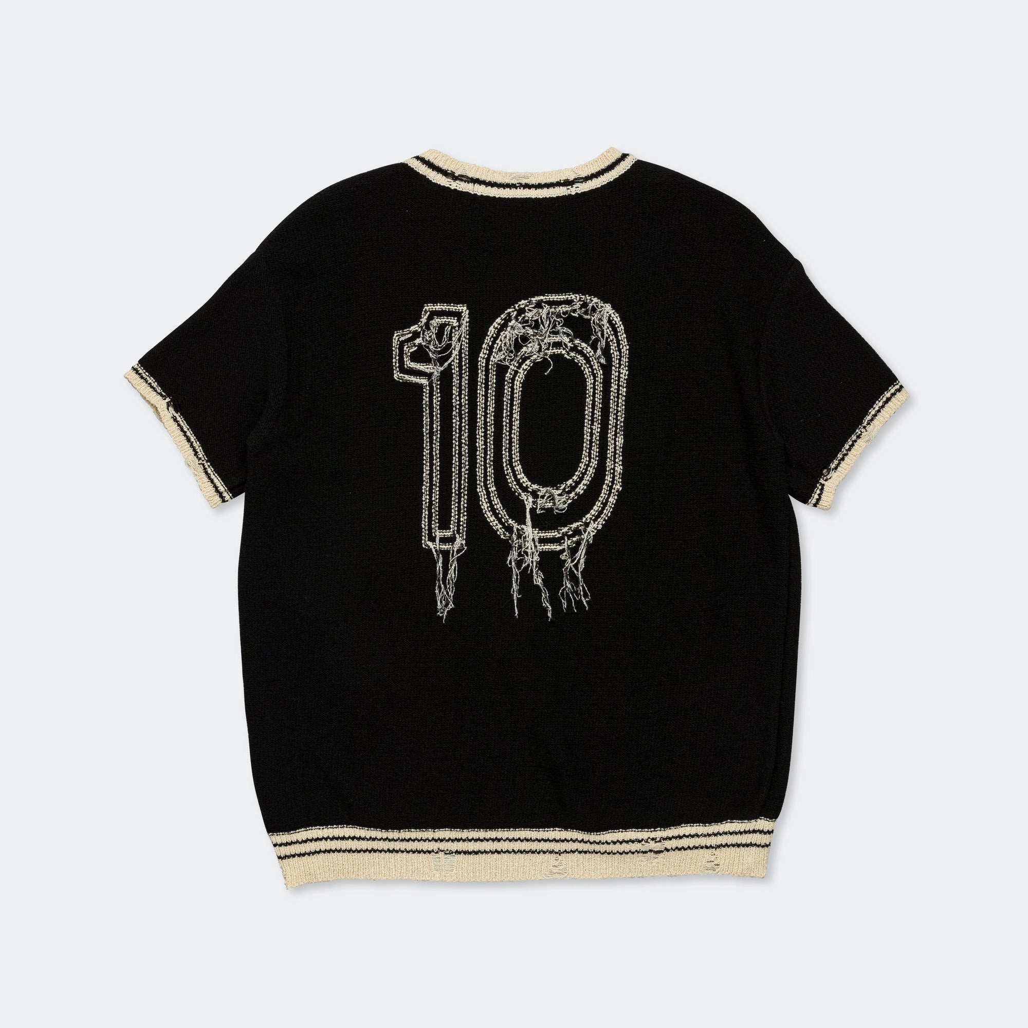 Football Short Sleeve Sweater - Black
