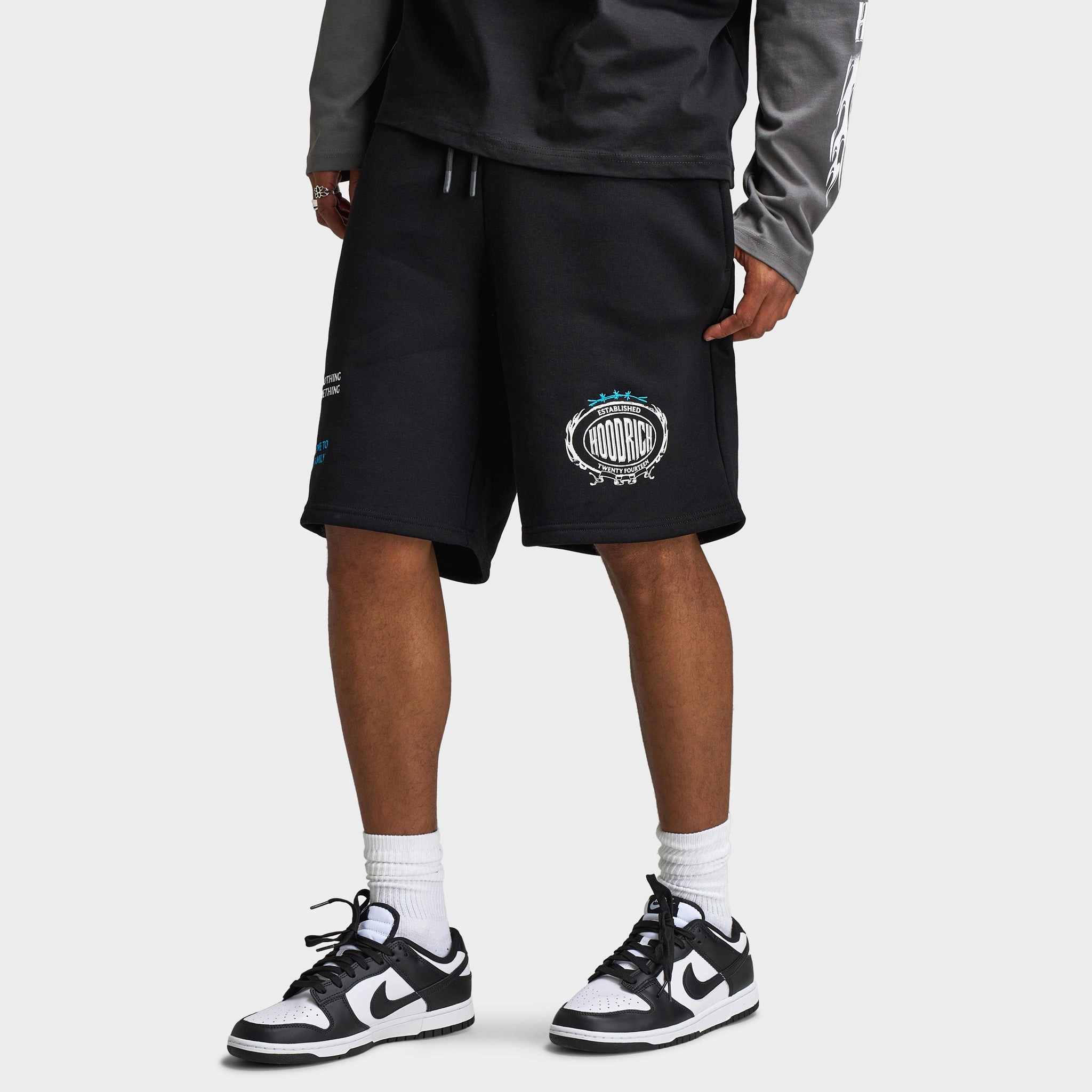 Hoodrich Noir V2 Oversized Shorts Black / White - Aquarius