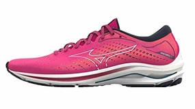Mizuno Damen Wave Rider 25 (W) Laufschuhe. Pink/Pfau/Weiß/Morockanisches Blau. 40.5 EU