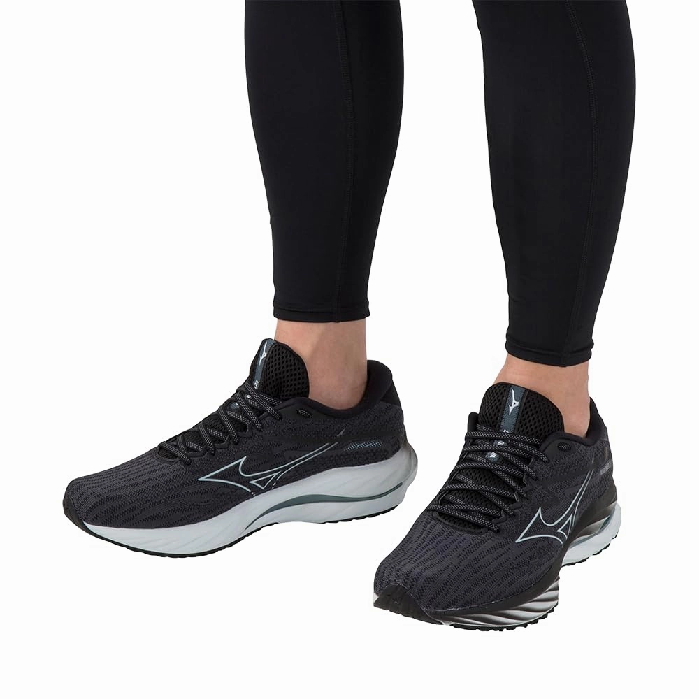 Mizuno Herren Wave Rider 27 Laufen. Ebenholz Iblue Schwarz. 42 EU