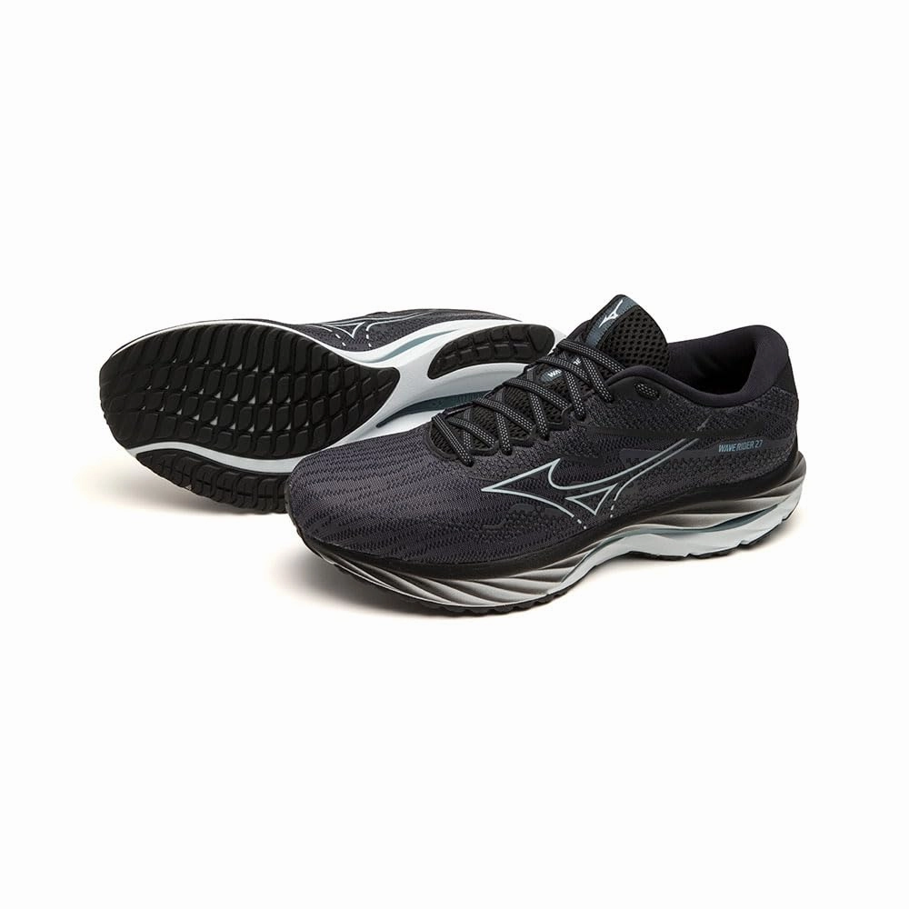 Mizuno Herren Wave Rider 27 Laufen. Ebenholz Iblue Schwarz. 44.5 EU