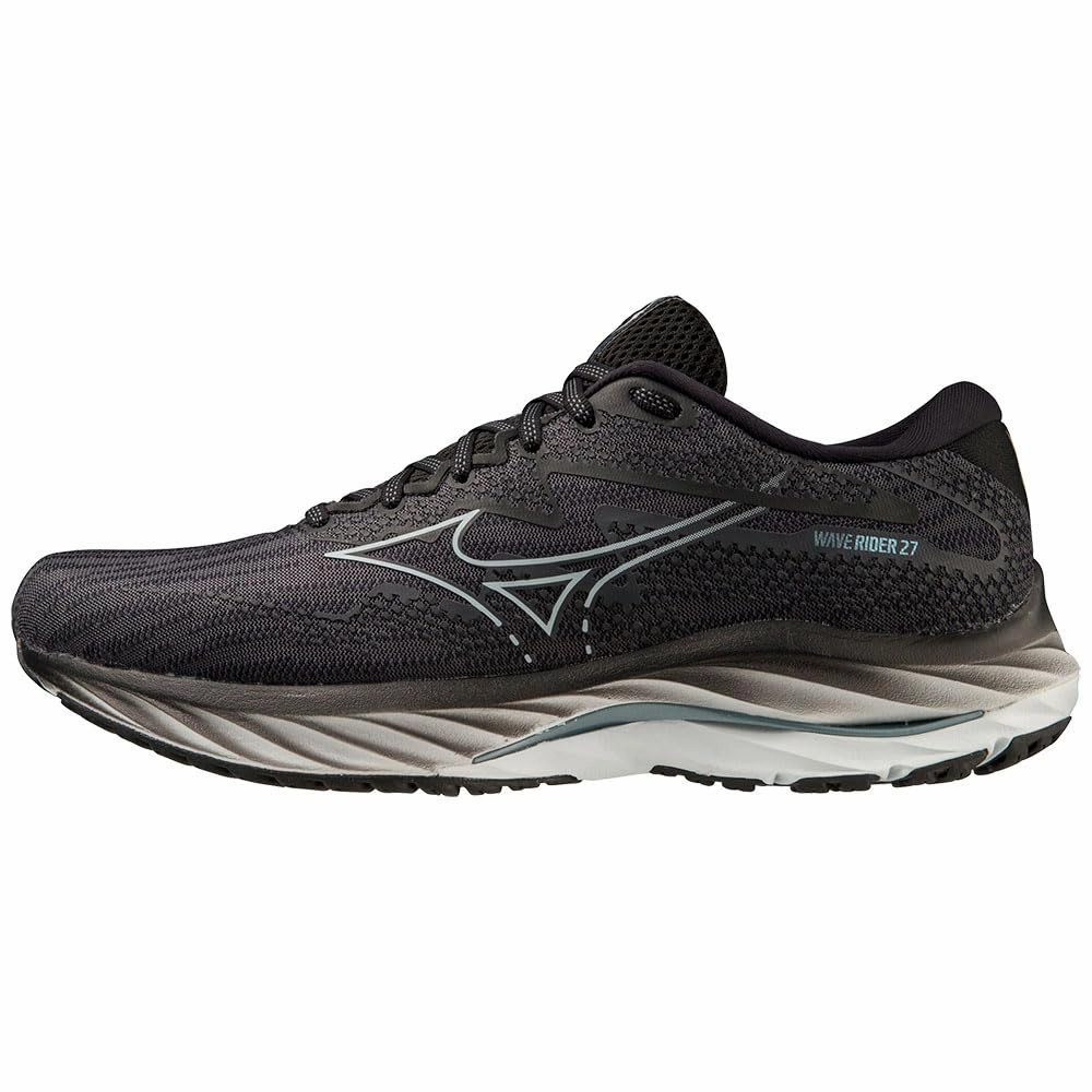 Mizuno Herren Wave Rider 27 Laufen. Ebenholz Iblue Schwarz. 44.5 EU