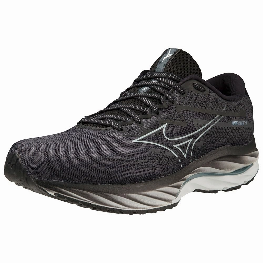 Mizuno Herren Wave Rider 27 Laufen. Ebenholz Iblue Schwarz. 44.5 EU