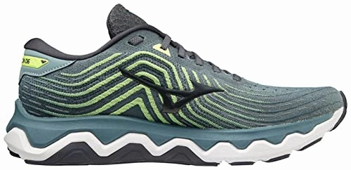 Mizuno Herren Welle Horizon 6 Laufschuhe. Smoke Blue Ebony Neolime. 44 EU