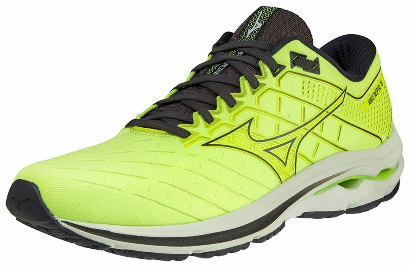 Mizuno Herren Welle Inspire 18 Laufschuhe. Neolime Misty Blue Ebony. 42.5 EU