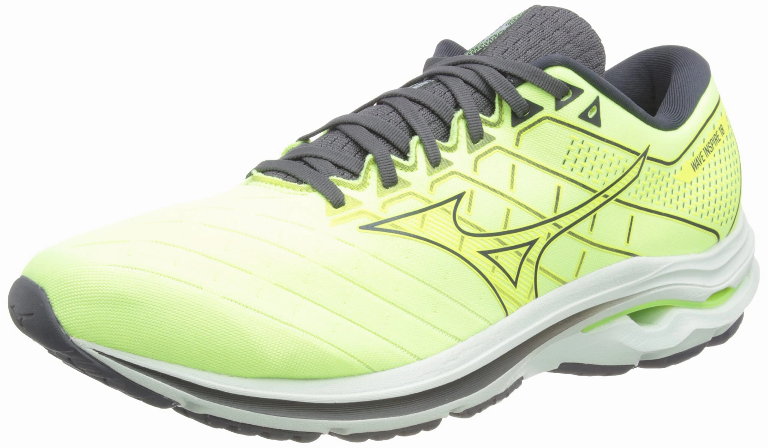Mizuno Herren Welle Inspire 18 Laufschuhe. Neolime Misty Blue Ebony. 44.5 EU
