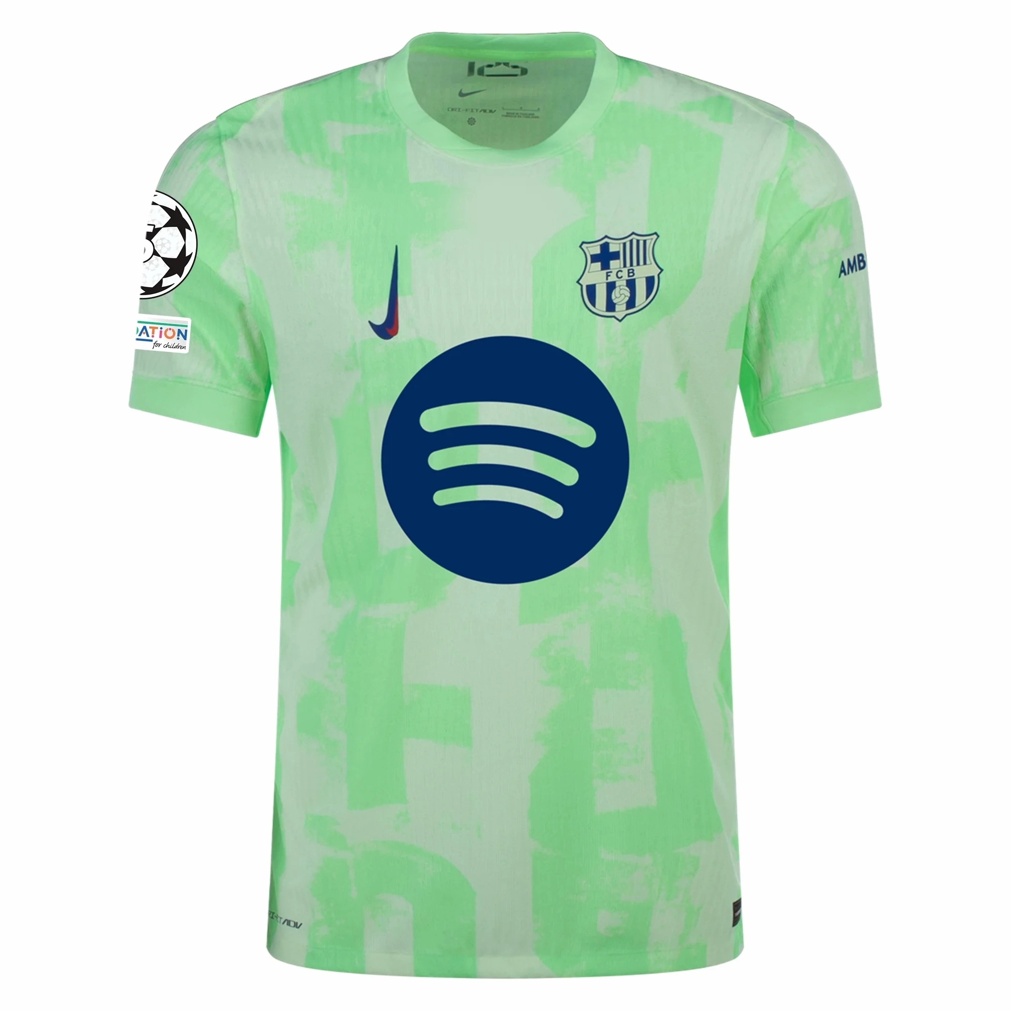 Nike Barcelona Authentic Dani Olmo Third Jersey w/ Champions League Patches 24/25 (Barely Volt/Old Royal)