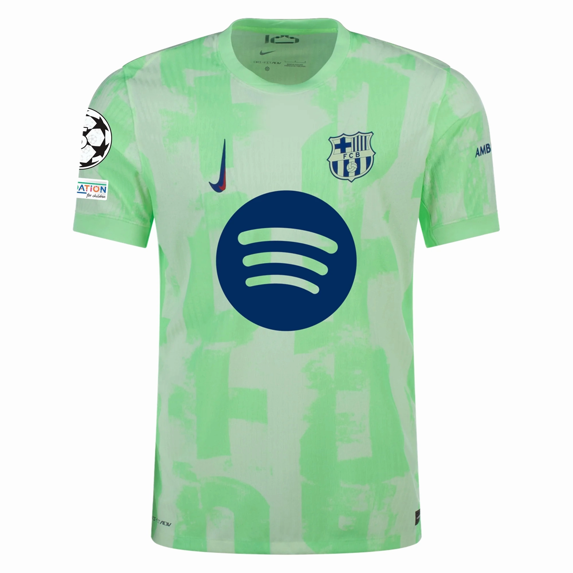 Nike Barcelona Authentic Third Jersey w/ Champions League Patches 24/25 (Barely Volt/Old Royal)