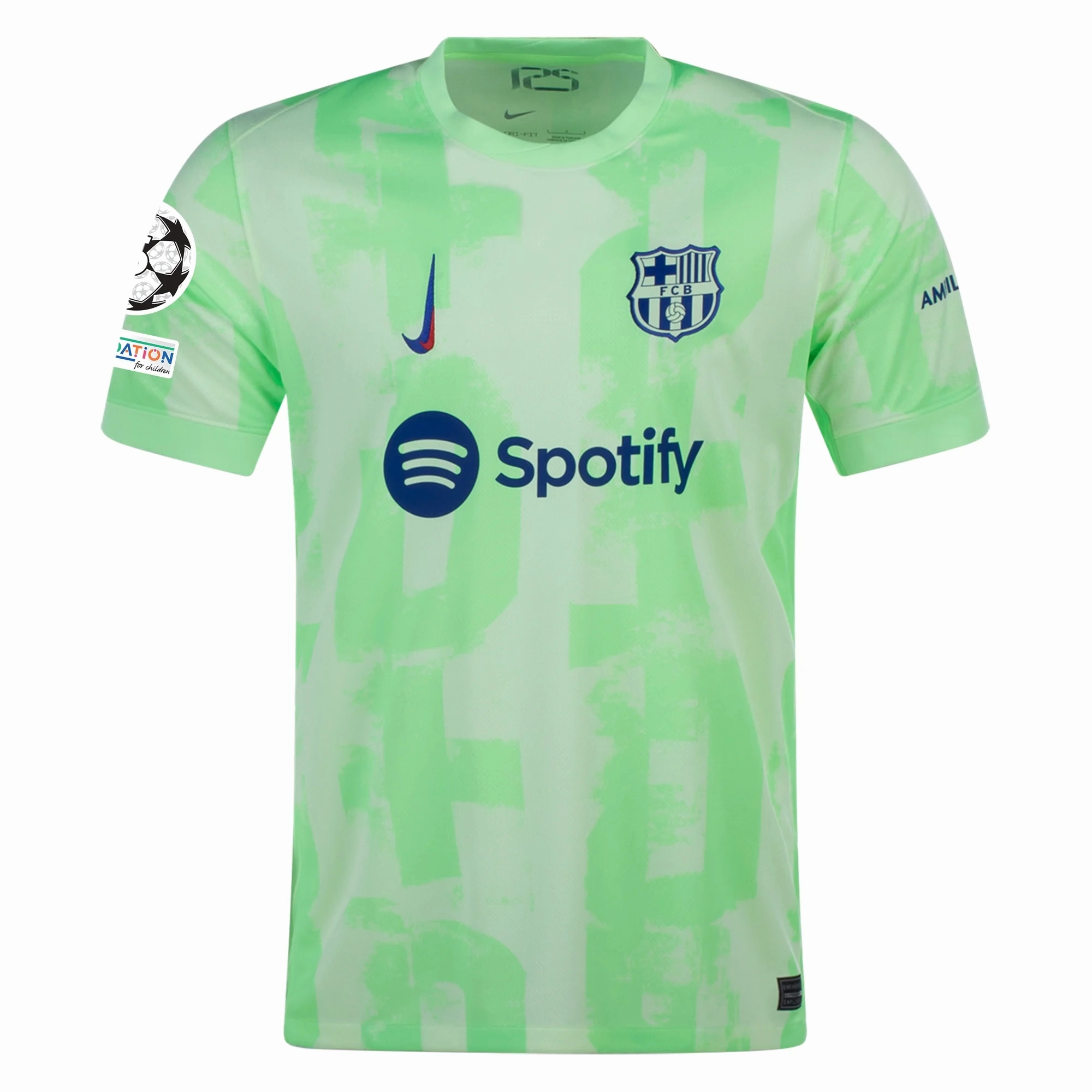 Nike Barcelona Jules Koundé Third Jersey w/ Champions League Patches 24/25 (Barely Volt/Old Royal)