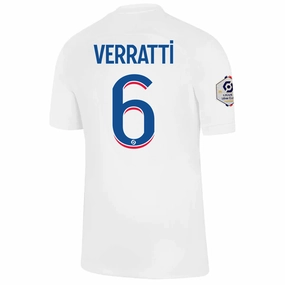Nike Paris Saint-Germain Marco Verratti Third Jersey w/ Ligue 1 Champion Patch 22/23 (White/Old Royal)