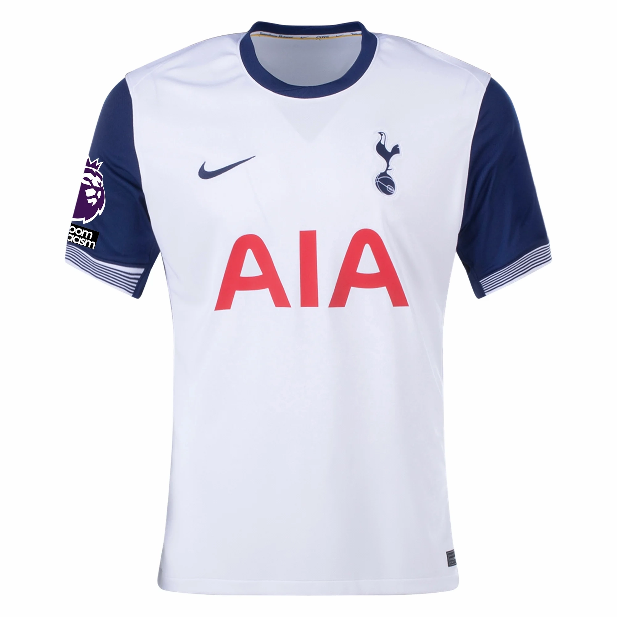 Nike Tottenham Home Jersey w/ EPL   No Room For Racism Patches 24/25 (White/Binary Blue)