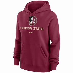 Nike Women's Seminole Logo Florida State Club Fleece Hood - Garnet