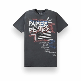 Paper Planes Collage Tee - WASHED BLACK