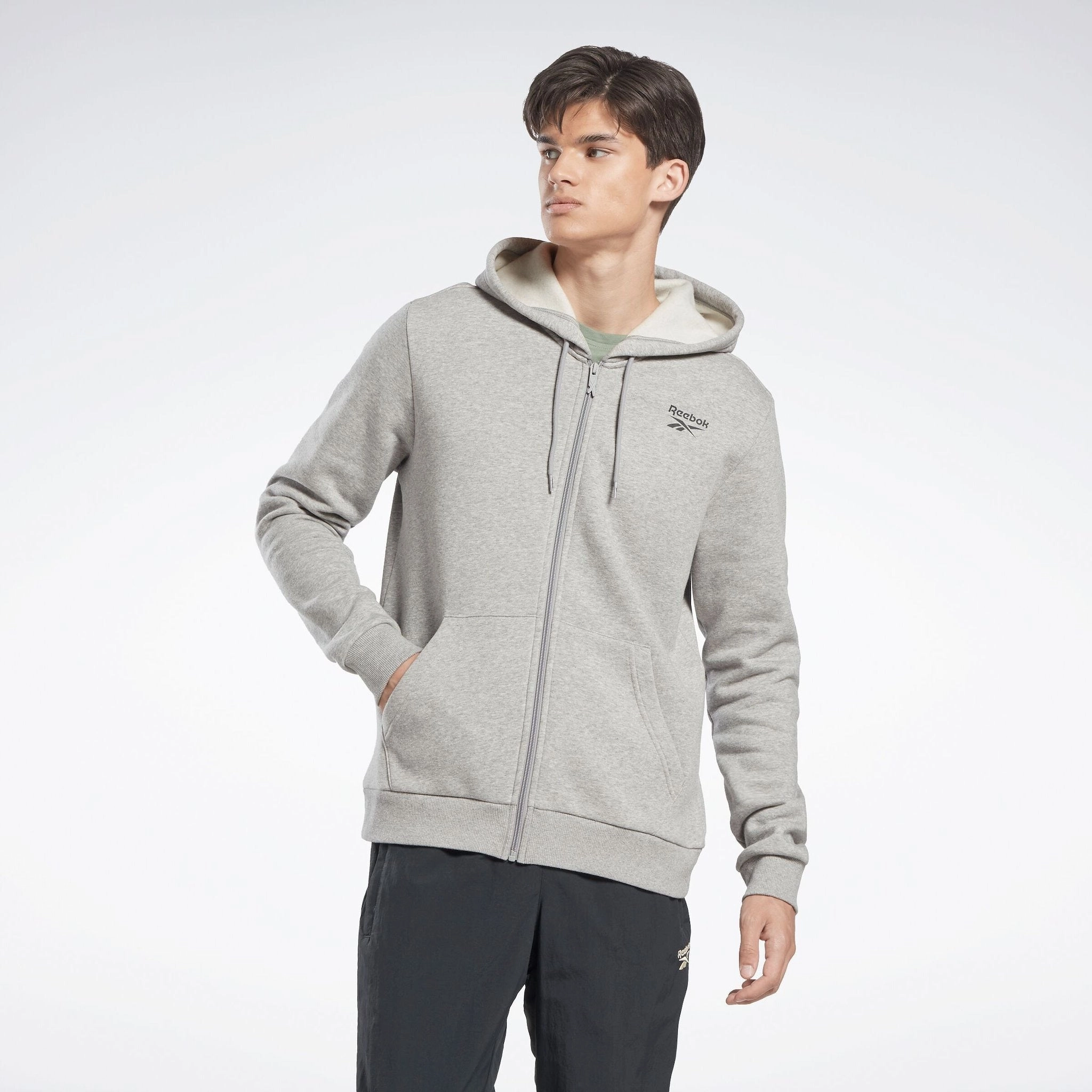 Ri Sl Fleece Fz Mgrey Heather/Vector Red