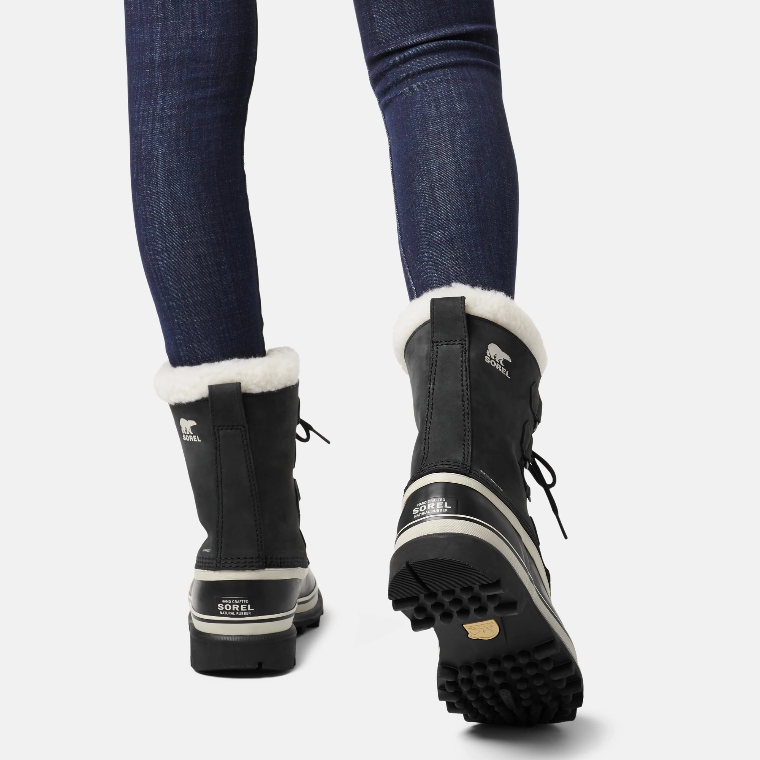 Sorel Caribou wasserdichte Schneestiefel für Damen. Schwarz (Black x Stone). 37 EU