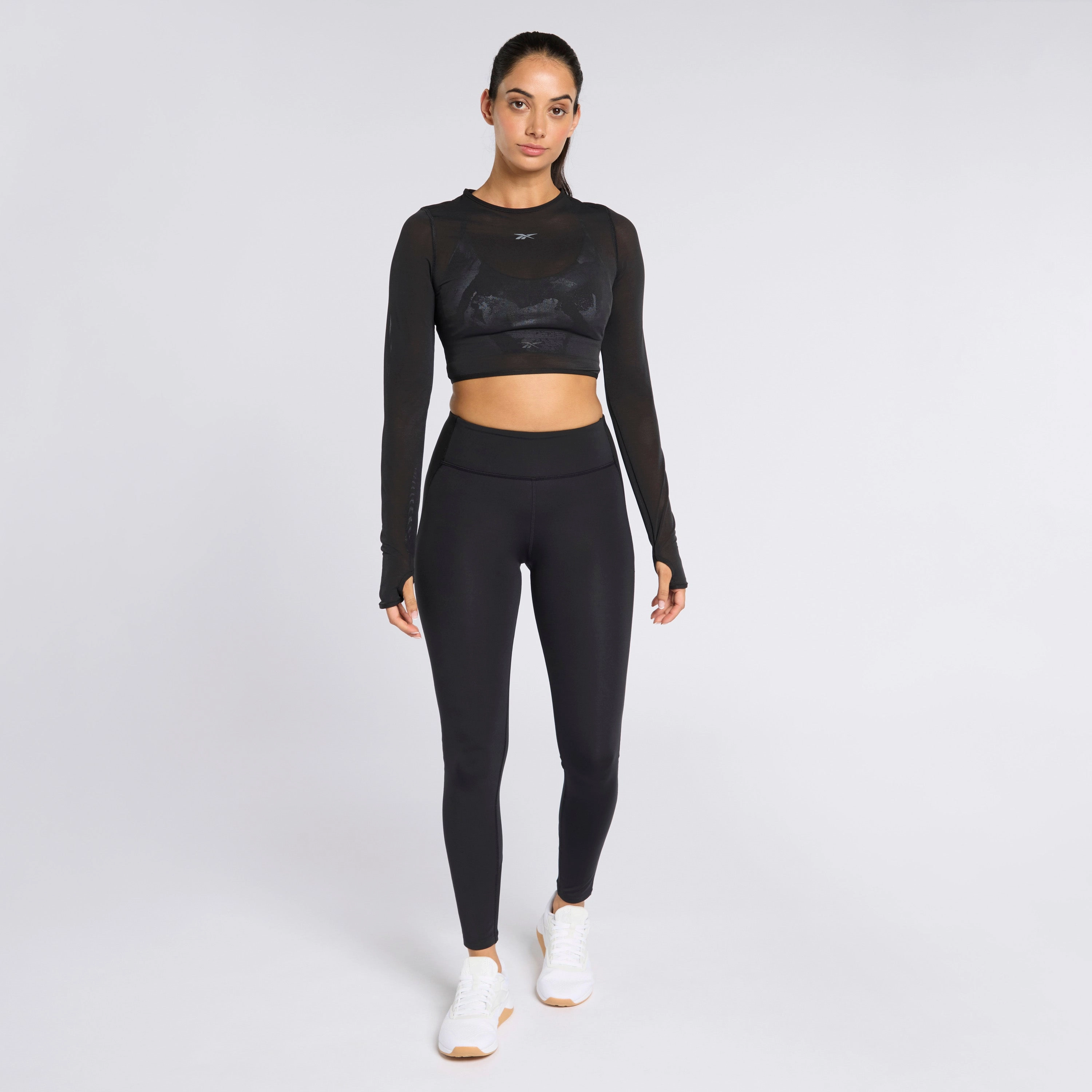Studio Mesh Ls Top Black