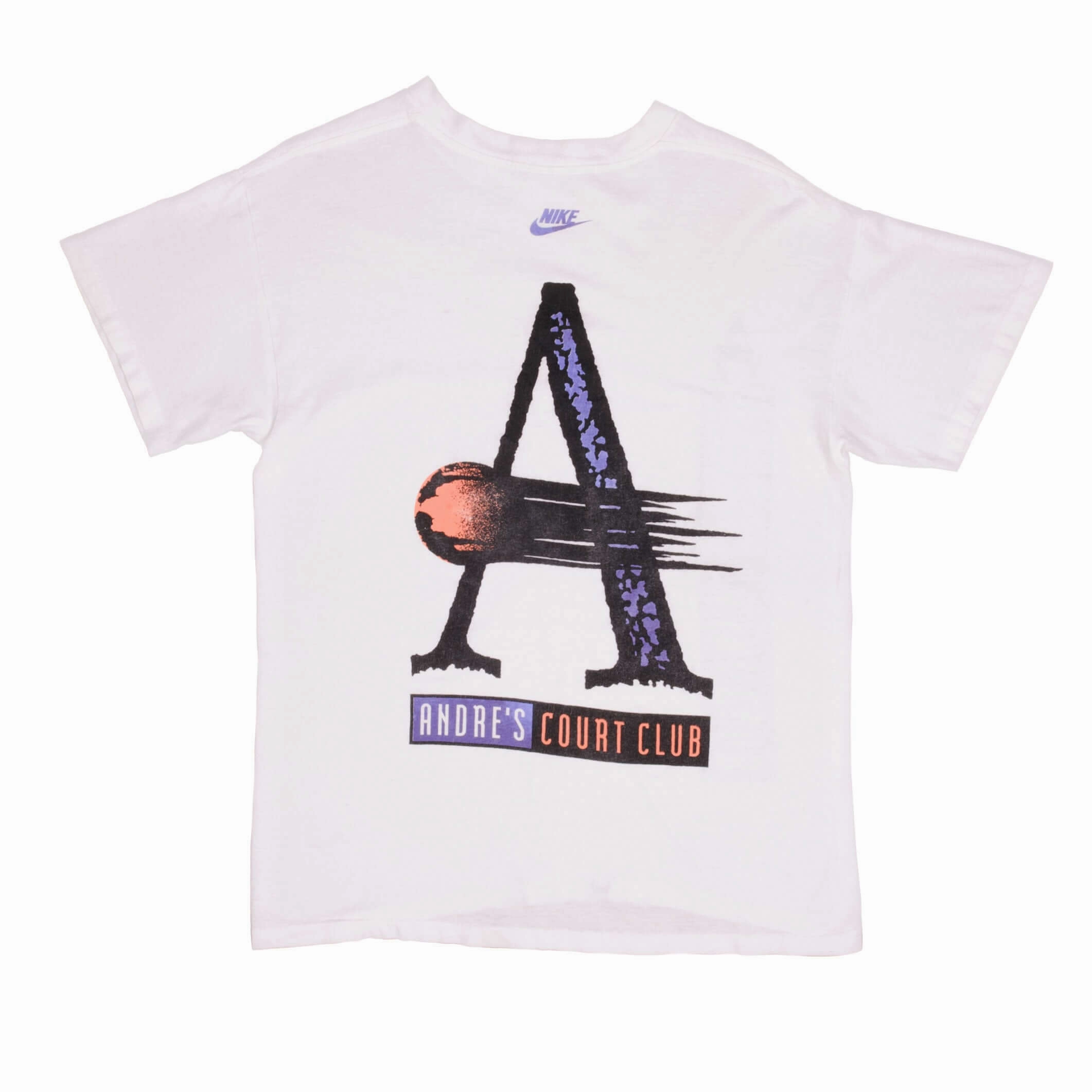 VINTAGE NIKE ANDRE AGASSI COURT CLUB TEE SHIRT EARLY 1990S MEDIUM MADE IN USA