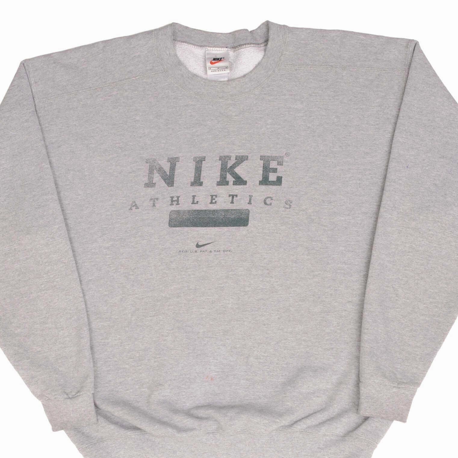 VINTAGE NIKE ATHLETICS SPELLOUT GREY SWEATSHIRT 1990S MEDIUM MADE IN USA