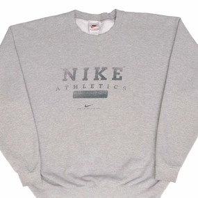 VINTAGE NIKE ATHLETICS SPELLOUT GREY SWEATSHIRT 1990S MEDIUM MADE IN USA
