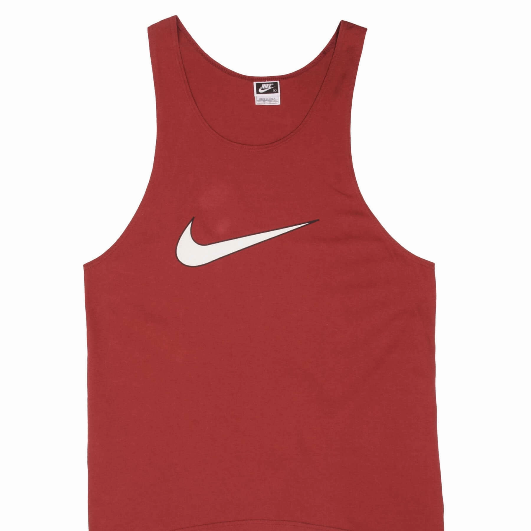 VINTAGE NIKE BIG SWOOSH RED TANK TOP TEE SHIRT 1990S SIZE LARGE MADE IN USA