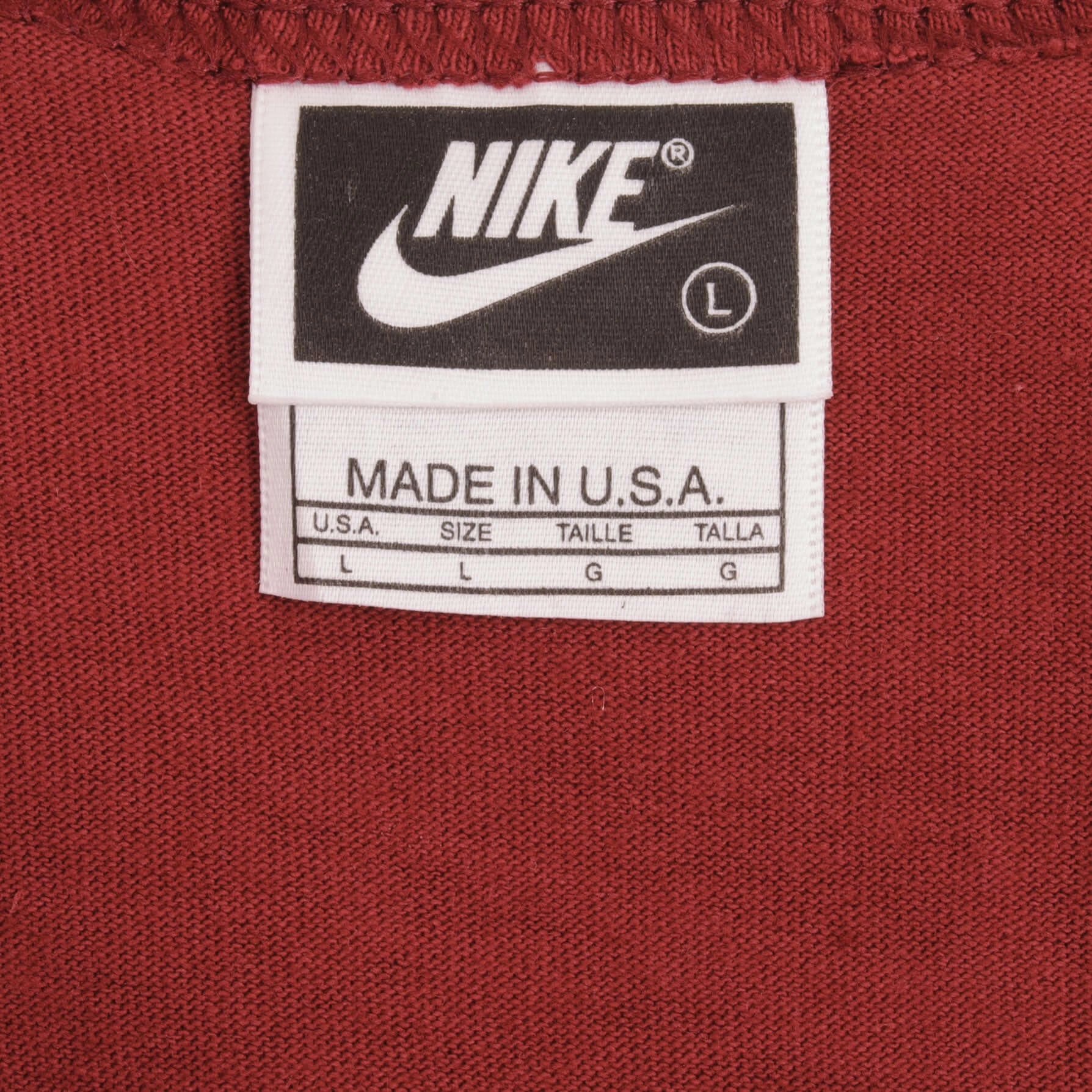 VINTAGE NIKE BIG SWOOSH RED TANK TOP TEE SHIRT 1990S SIZE LARGE MADE IN USA
