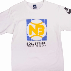 VINTAGE NIKE BOLLETTIERI TENNIS ACADEMY TEE SHIRT 1984-1987 MEDIUM MADE USA