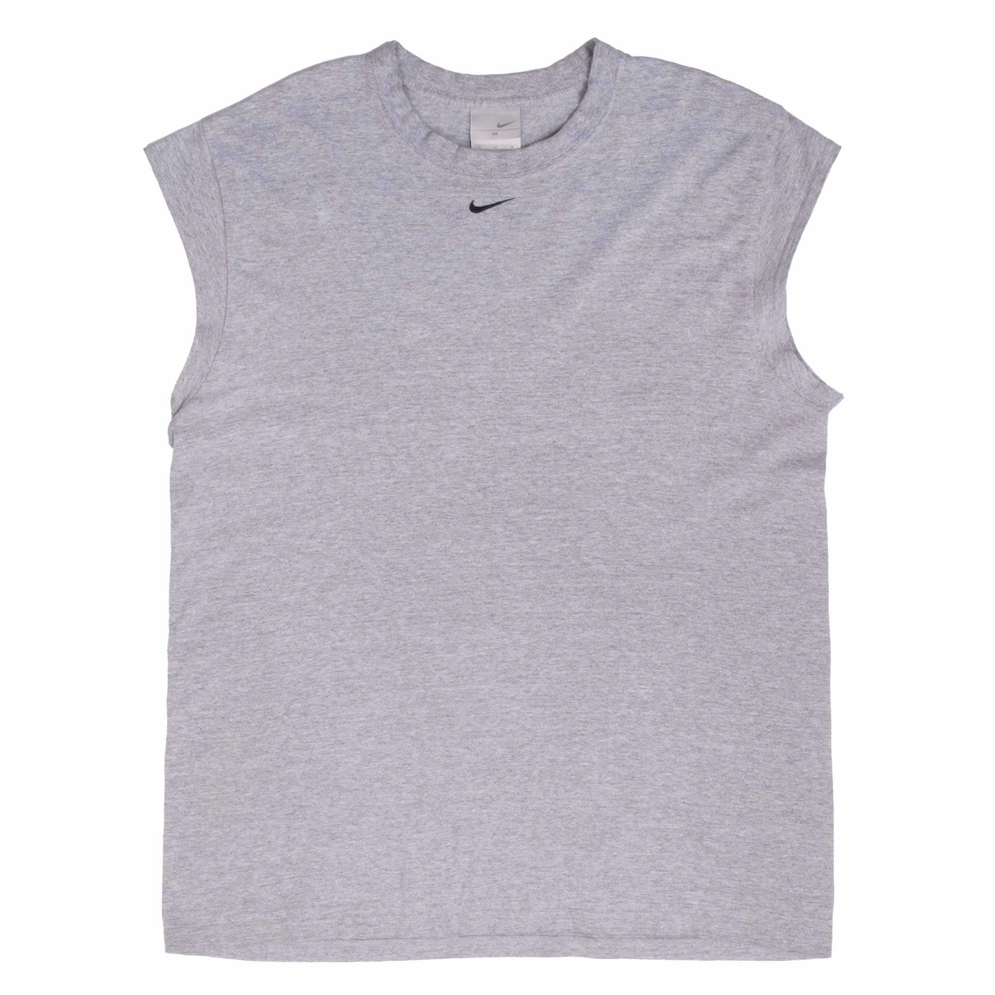VINTAGE NIKE CENTER SWOOSH GREY TANK TOP TEE SHIRT 2000S MEDIUM