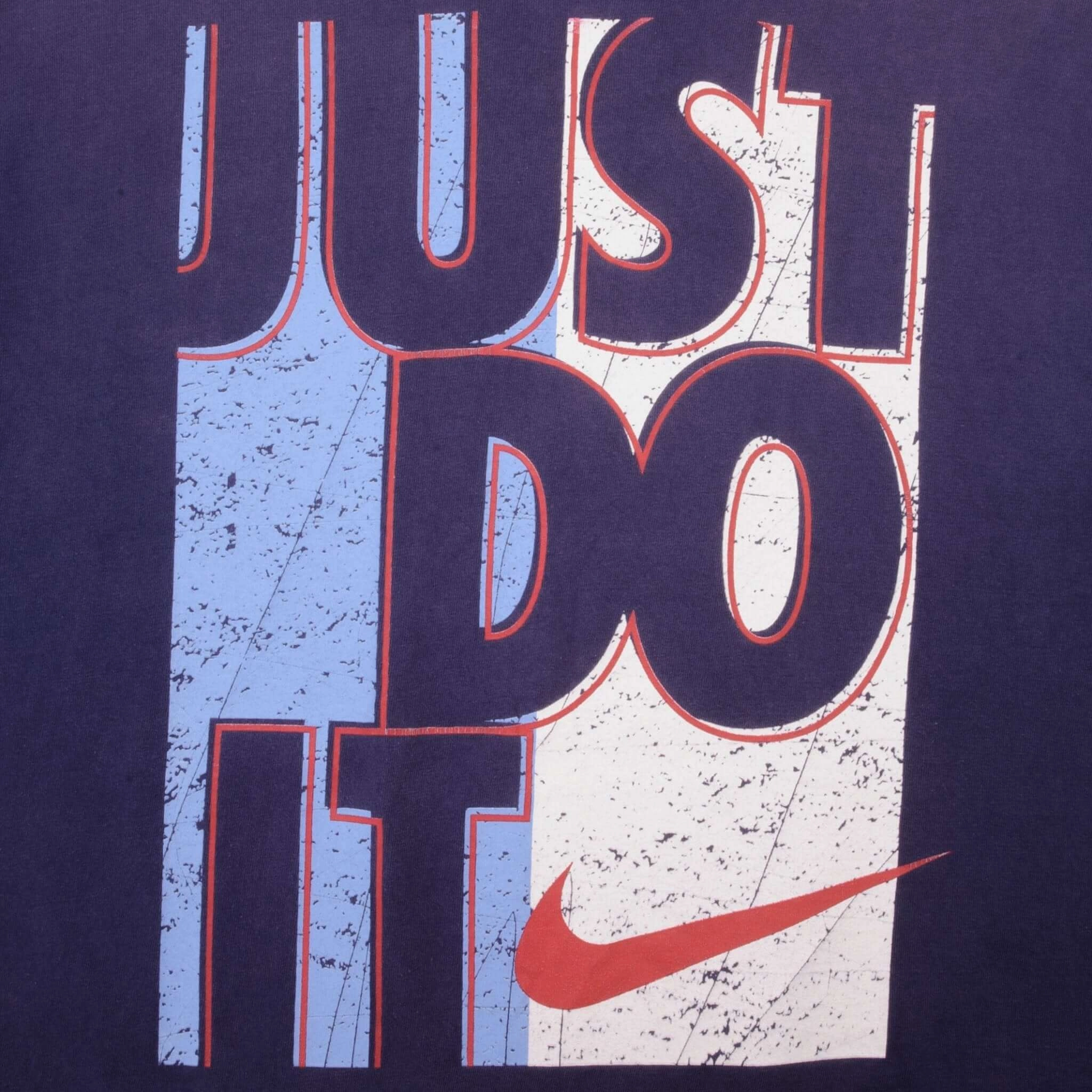 VINTAGE NIKE JUST DO IT BLUE TEE SHIRT LATE 1990S LARGE MADE IN USA