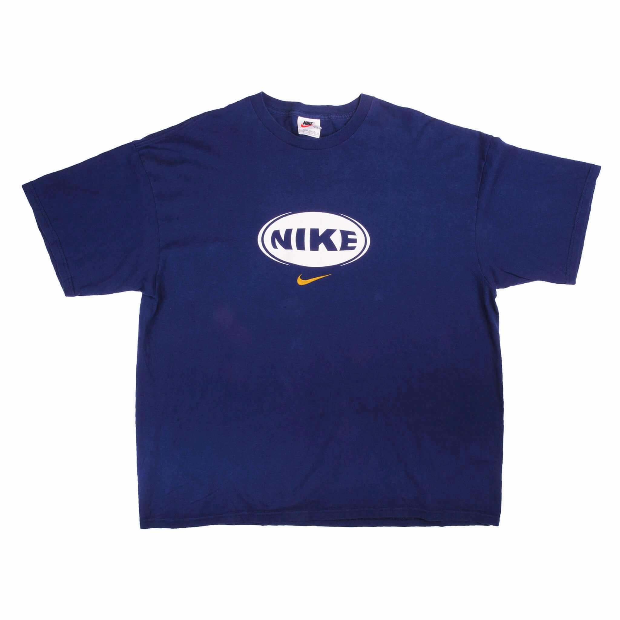 VINTAGE NIKE MIDDLE SWOOSH TEE SHIRT LATE 90S SIZE 2XL MADE IN USA