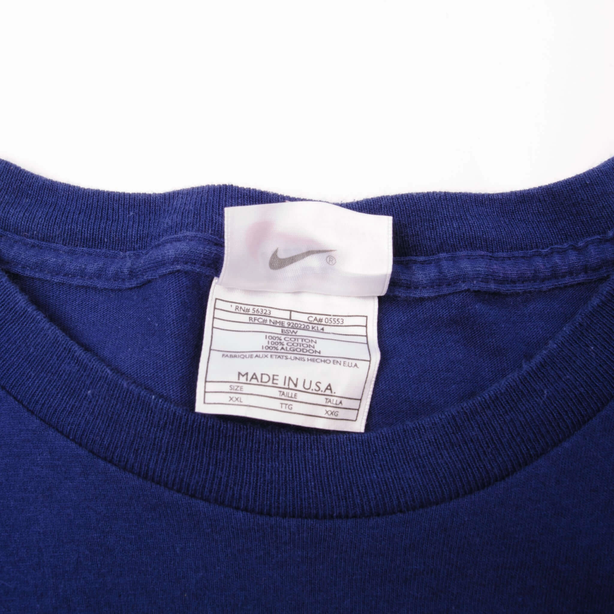 VINTAGE NIKE MIDDLE SWOOSH TEE SHIRT LATE 90S SIZE 2XL MADE IN USA