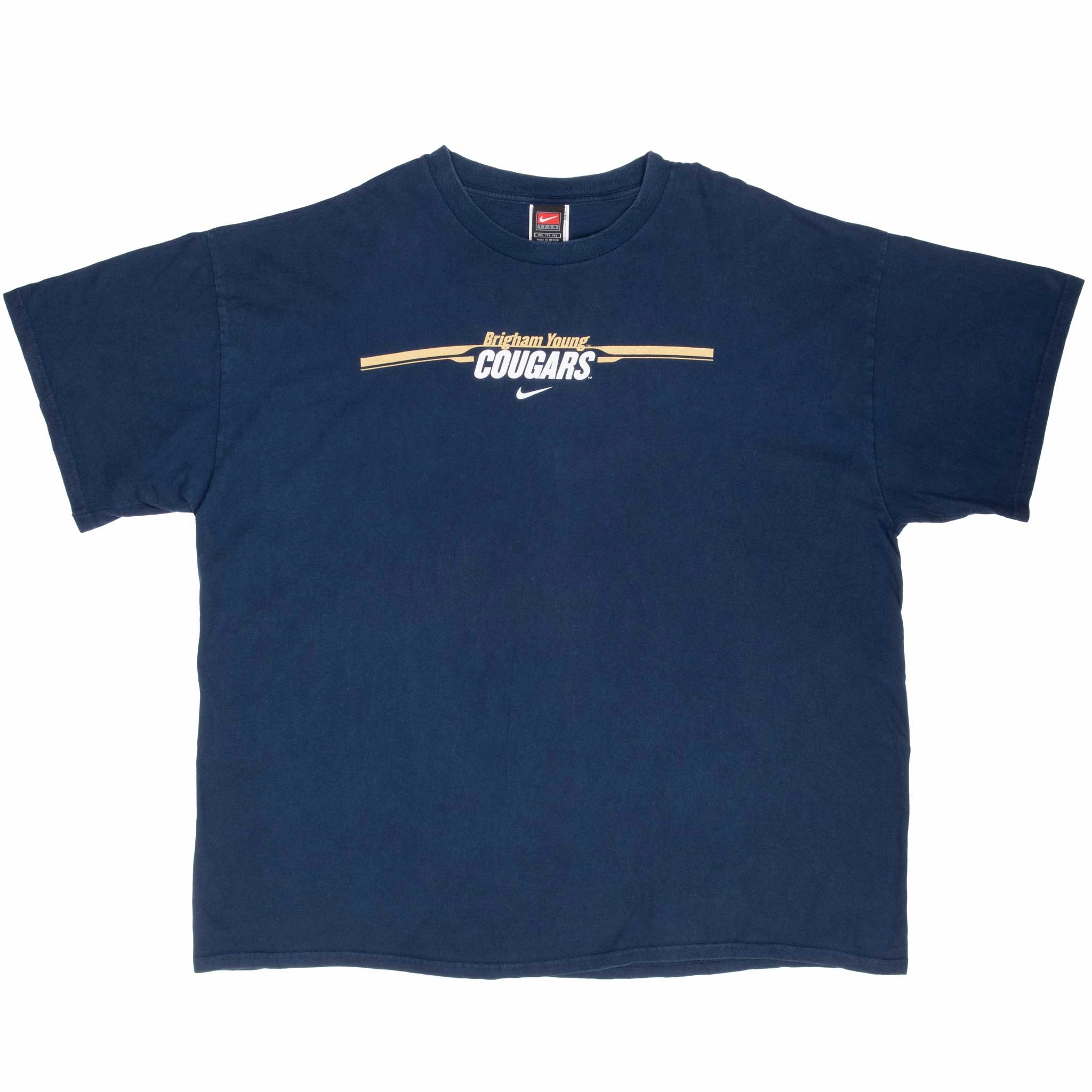 VINTAGE NIKE NCAA BRIGHAM YOUNG COUGARS NAVY 1990S TEE SHIRT 2XL