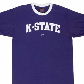 VINTAGE NIKE NCAA KANSAS STATE RINGER PURPLE TEE SHIRT 1990S MEDIUM