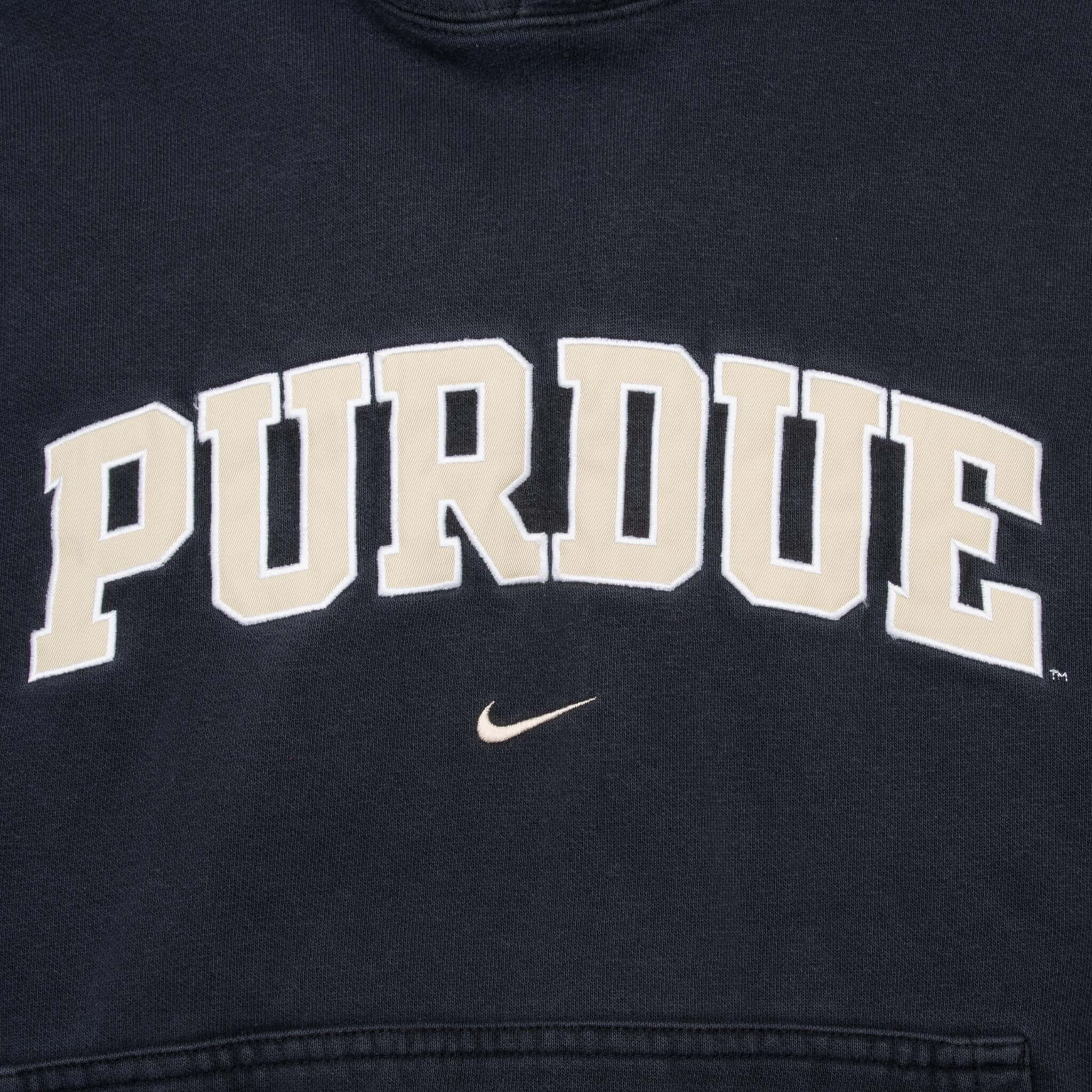VINTAGE NIKE NCAA PERDUE UNIVERSITY BLACK HOODIE SWEATSHIRT 1990S XL