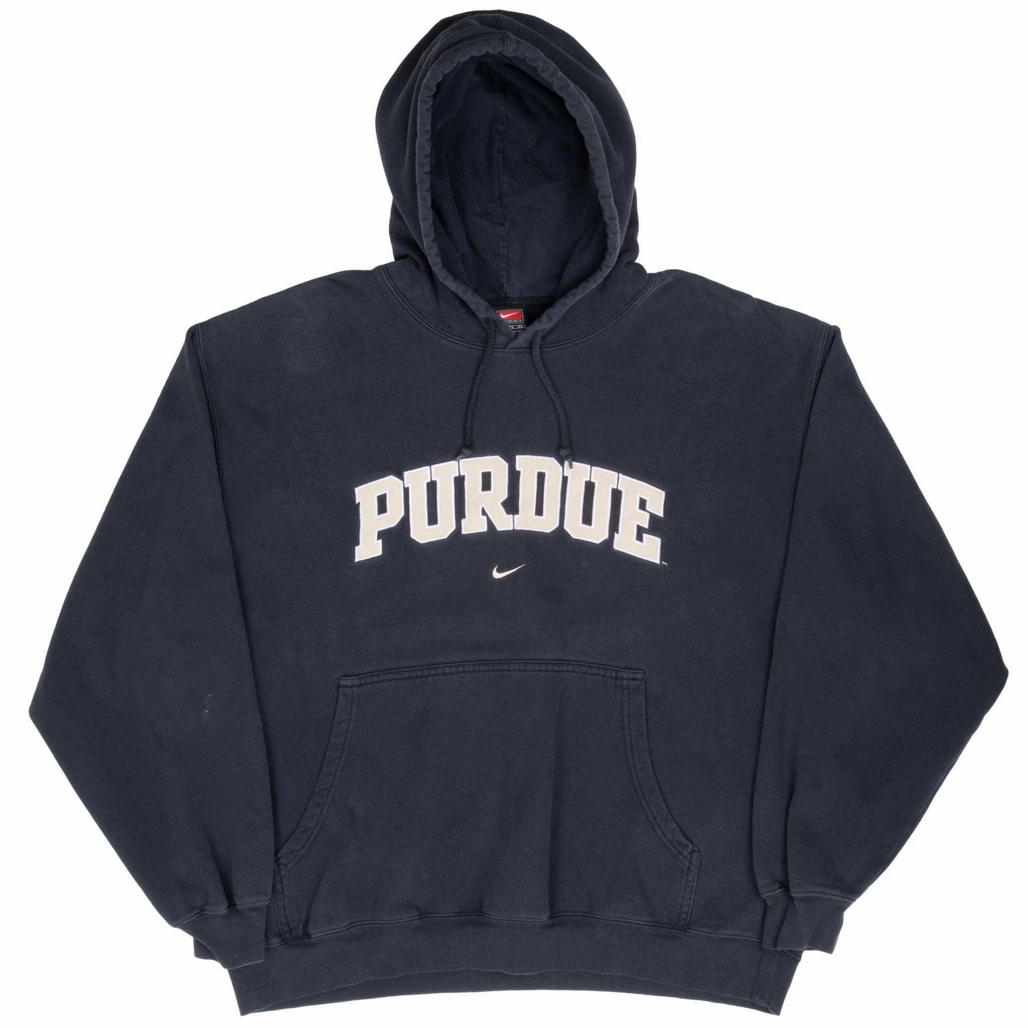 VINTAGE NIKE NCAA PERDUE UNIVERSITY BLACK HOODIE SWEATSHIRT 1990S XL