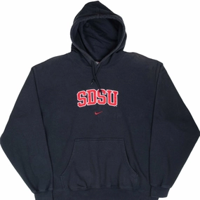 VINTAGE NIKE NCAA SAN DIEGO SDSU BLACK HOODIE SWEATSHIRT 1990S XL