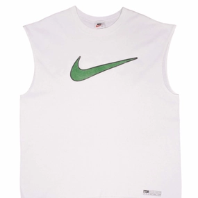 VINTAGE NIKE SOCCER BIG SWOOSH WHITE TANK TOP TEE SHIRT 1990S XL MADE IN USA