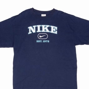 VINTAGE NIKE SPELLOUT NAVY BLUE TEE SHIRT 2000S XL