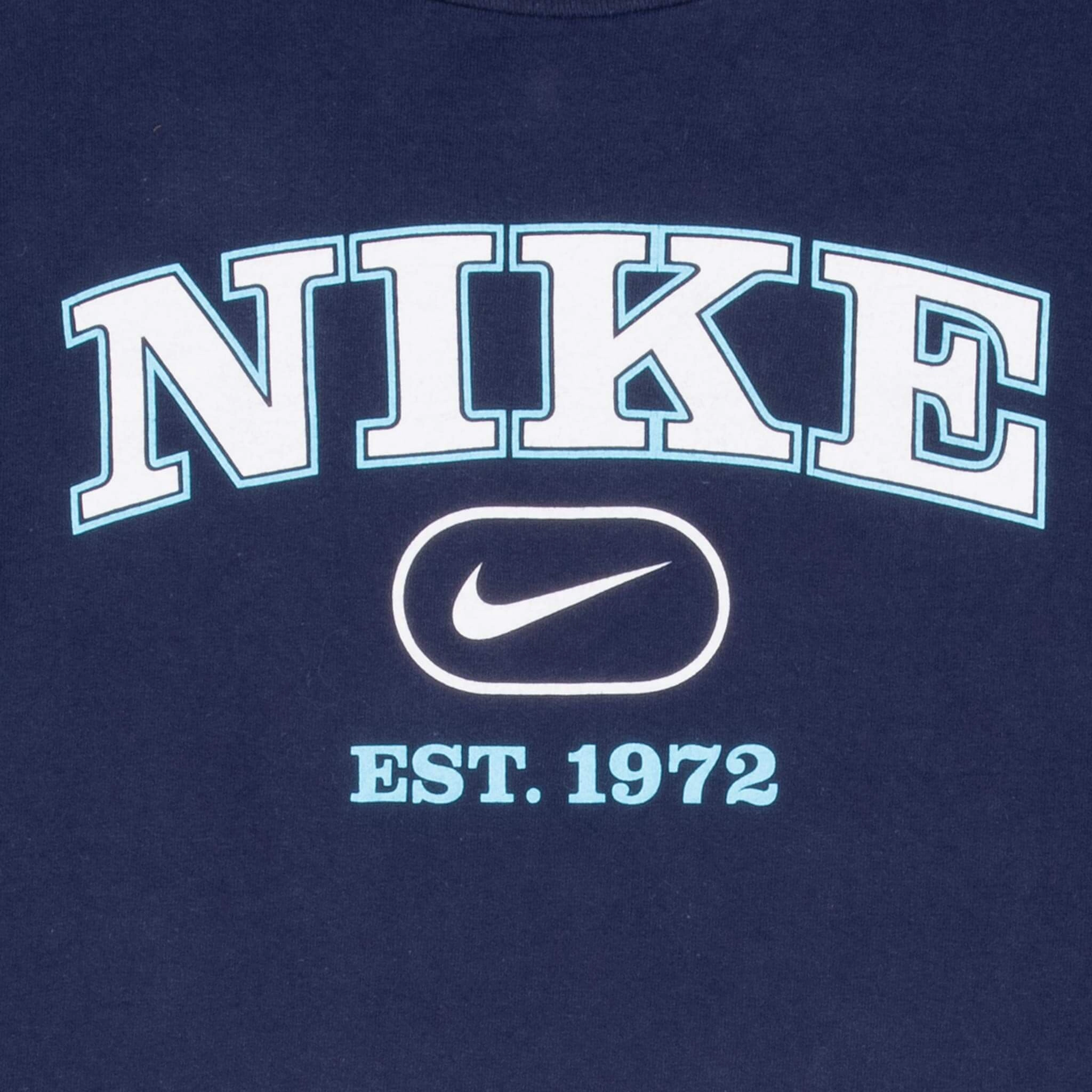 VINTAGE NIKE SPELLOUT NAVY BLUE TEE SHIRT 2000S XL