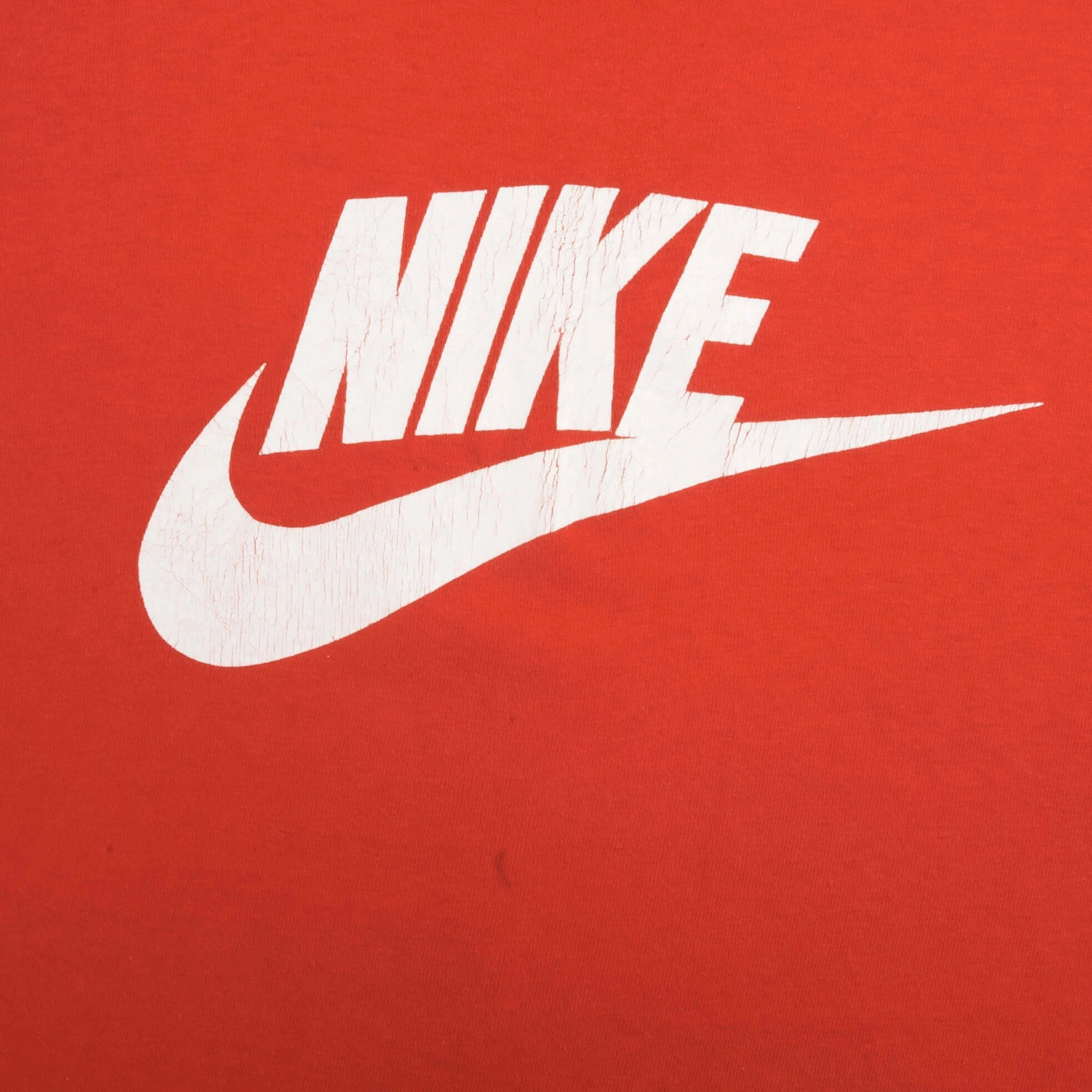 VINTAGE NIKE SPELLOUT SWOOSH RED TEE SHIRT 1970S SIZE XL MADE IN USA