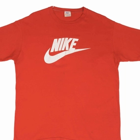 VINTAGE NIKE SPELLOUT SWOOSH RED TEE SHIRT 1970S SIZE XL MADE IN USA