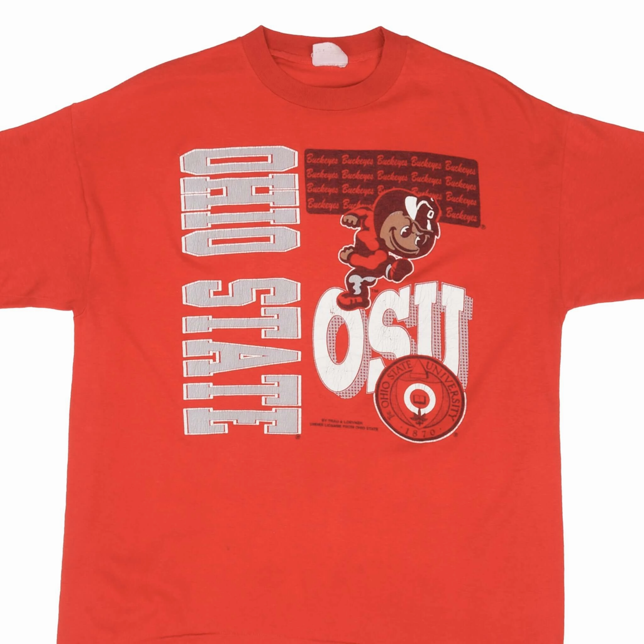 VINTAGE OHIO STATE BUCKEYES FOOTBALL OSU TEE SHIRT 1990S SIZE LARGE MADE IN USA